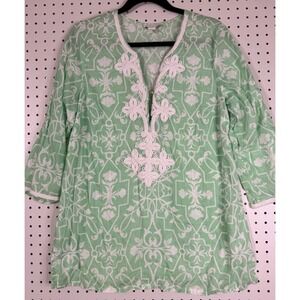 Boho Luxury linen coastal grandma mint green peasant top chic soutache braid